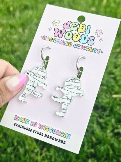 Walking Wrapped Mummy Earrings