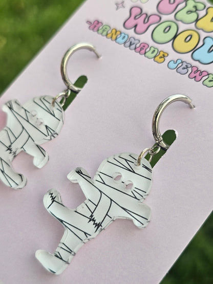 Walking Wrapped Mummy Earrings