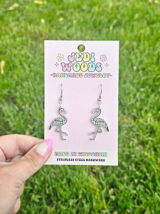 Skeleton Flamingo Earrings