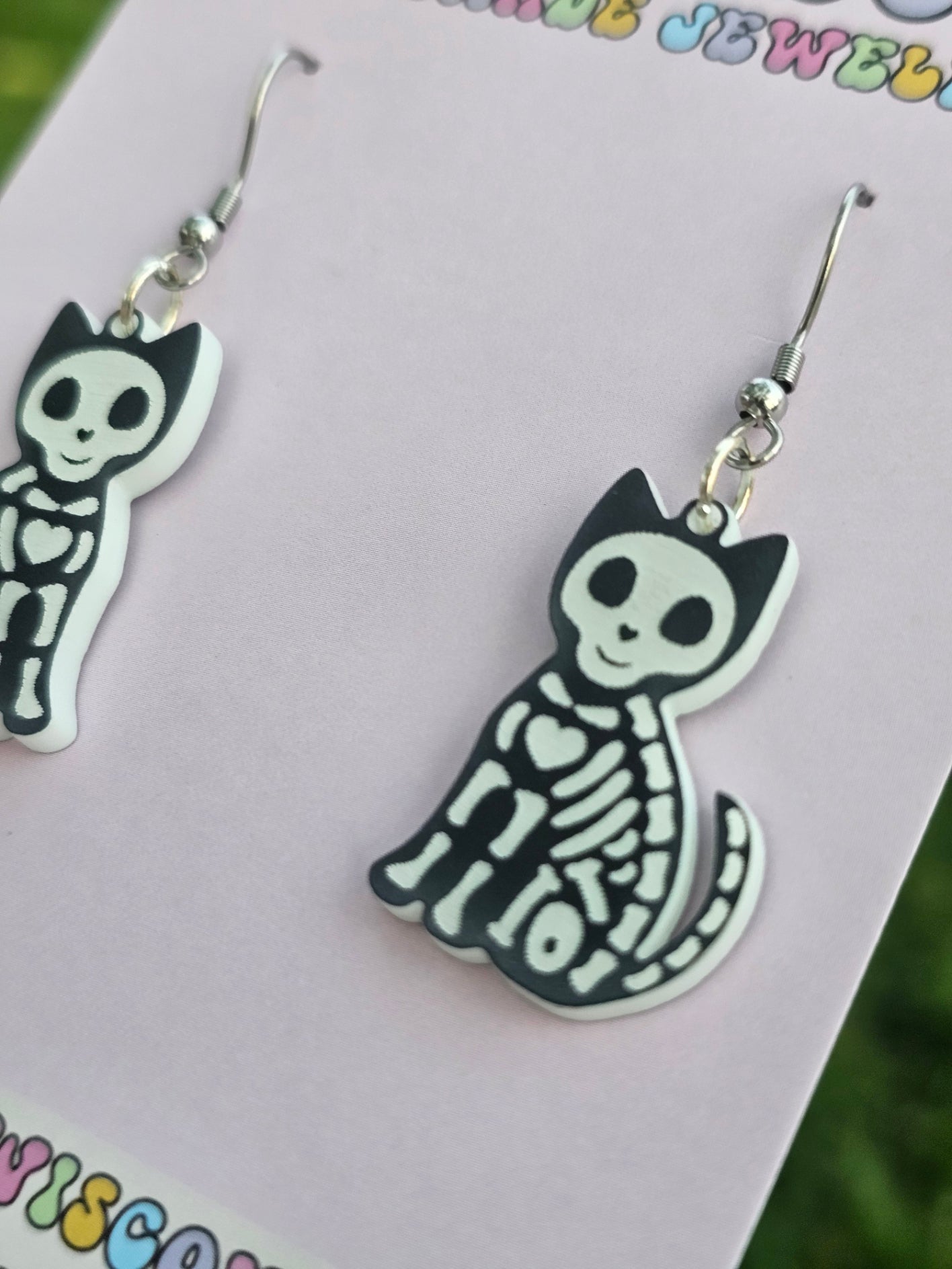 Skeleton Cat Earrings
