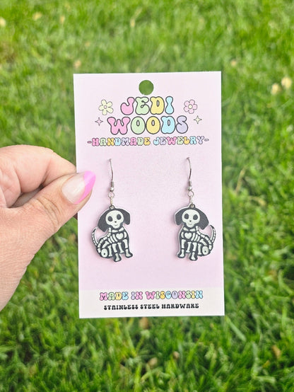 Dog Skeleton Earrings