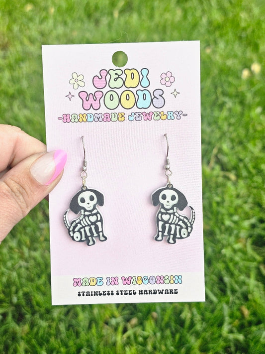 Dog Skeleton Earrings
