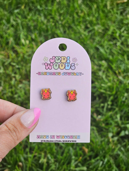 Hand Painted Red Dragon Studs