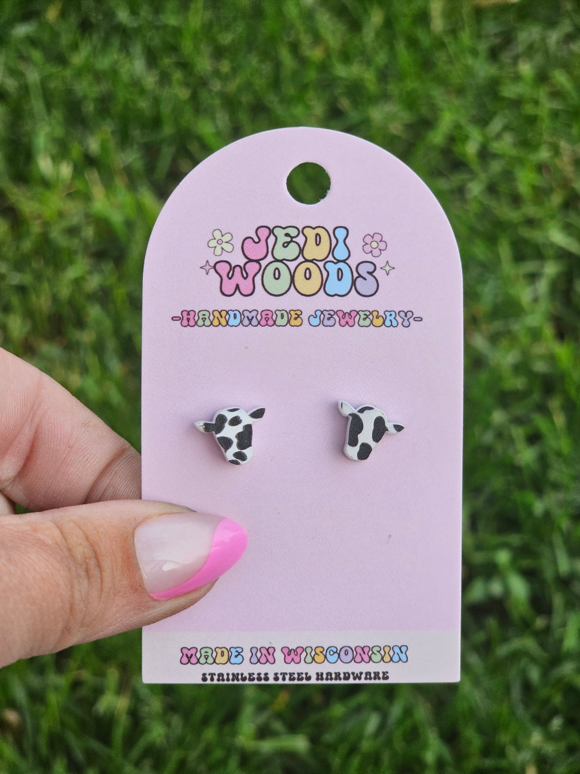 Acrylic Cow Head Studs