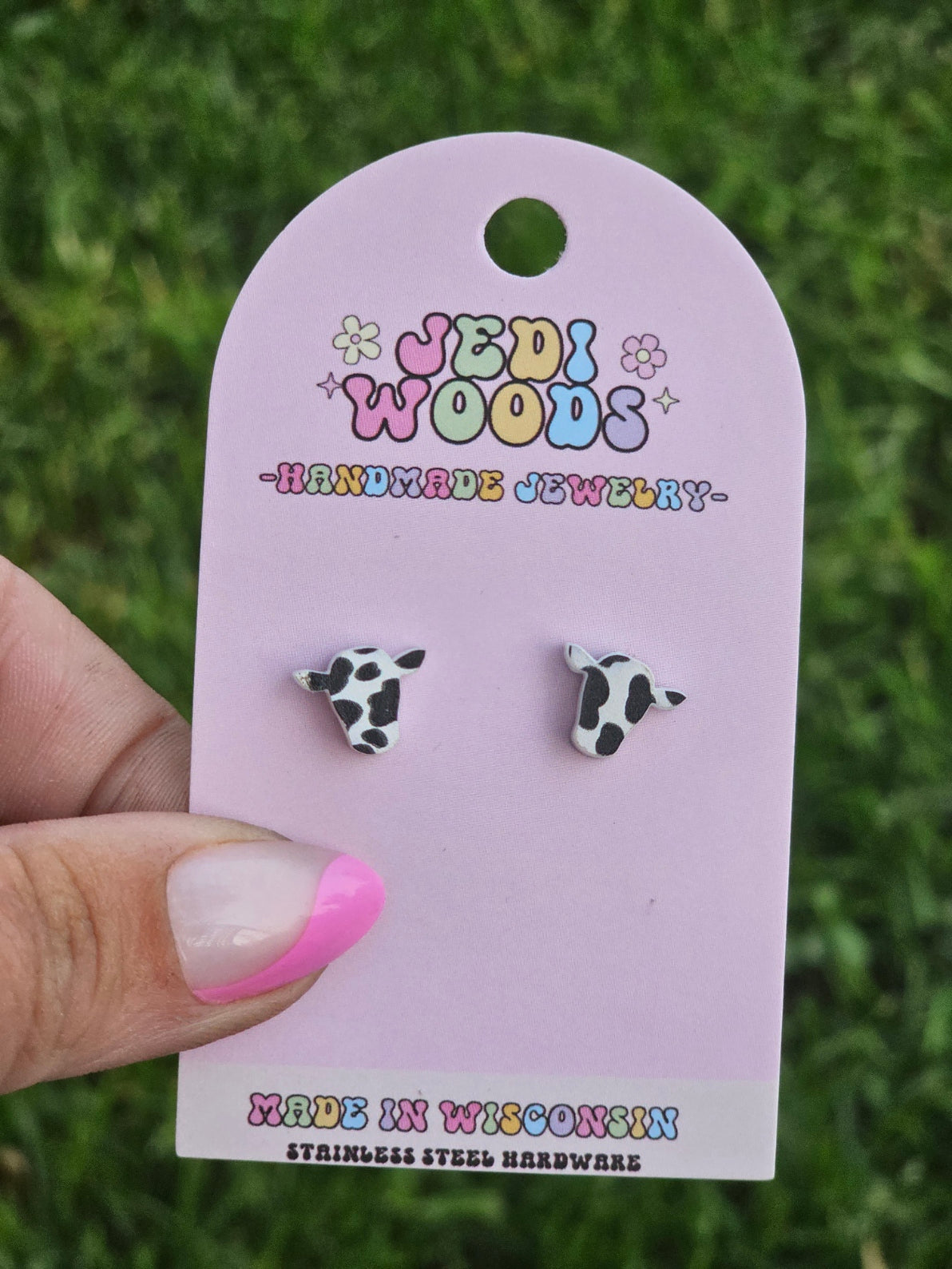 Acrylic Cow Head Studs