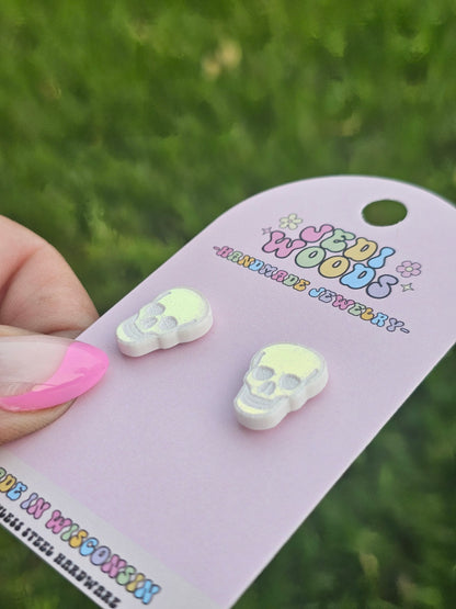 Iridescent Color Changing Skull Studs
