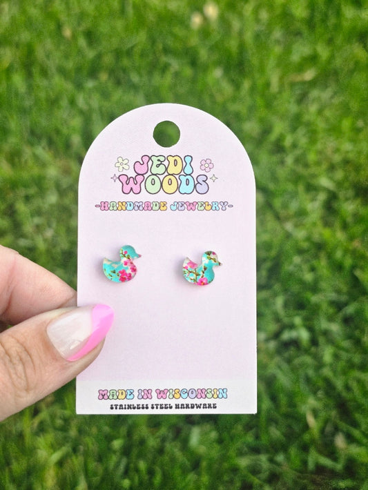 Cherry Blossom Duck Studs