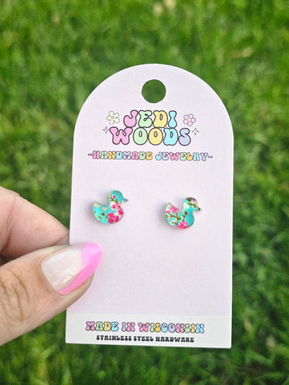 Cherry Blossom Duck Studs