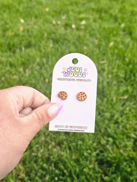 Wooden Chocolate Chip Cookie Studs