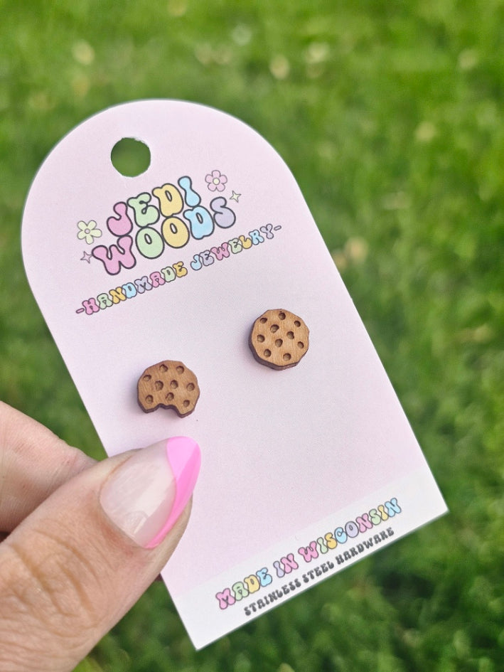 Wooden Chocolate Chip Cookie Studs