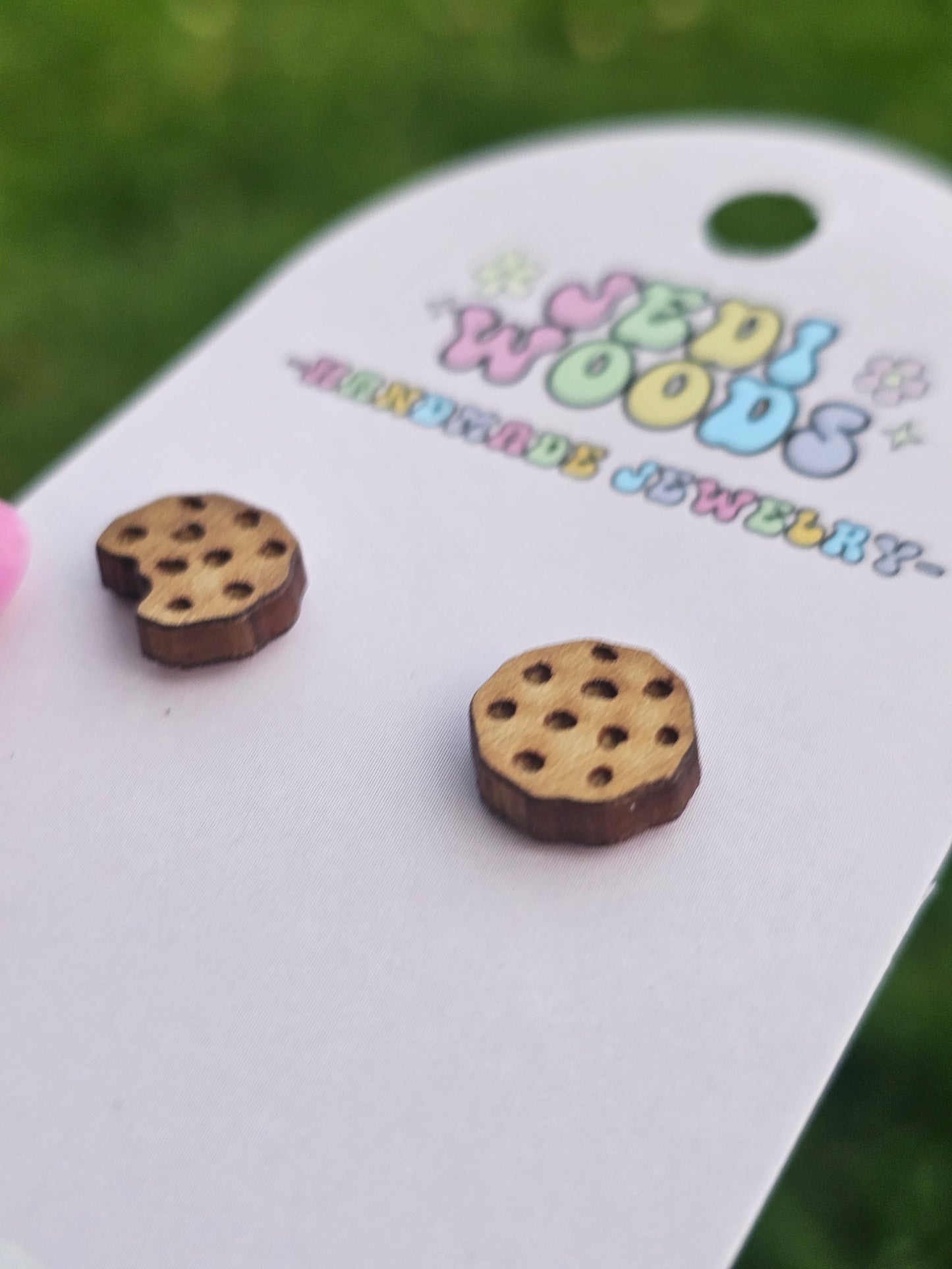 Wooden Chocolate Chip Cookie Studs