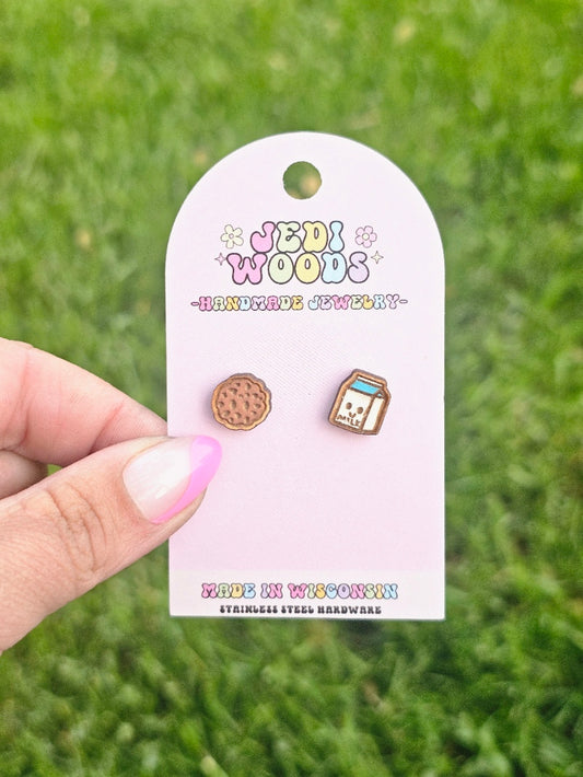 Kawaii Milk and Cookie Studs