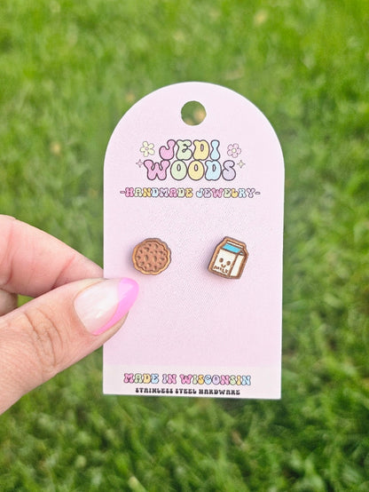 Kawaii Milk and Cookie Studs