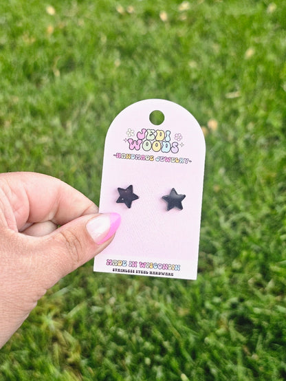 Black Galactic Star Studs