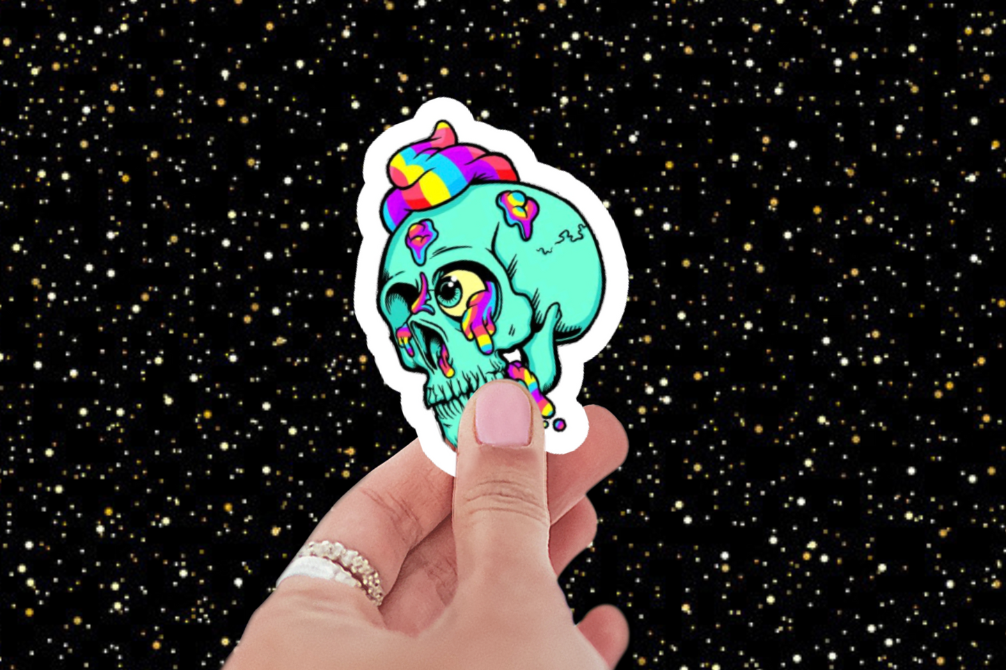 Rainbow Skull Sticker