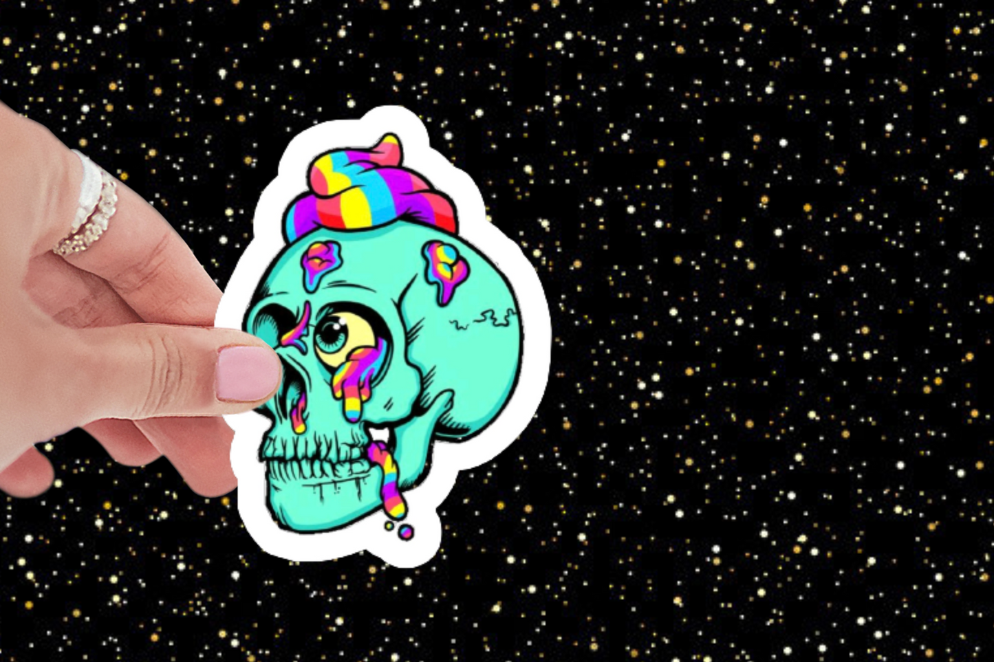 Rainbow Skull Sticker