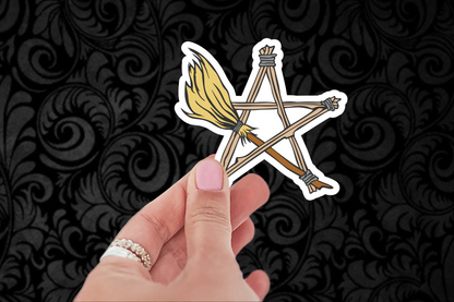 Broomstick Pentacle Sticker