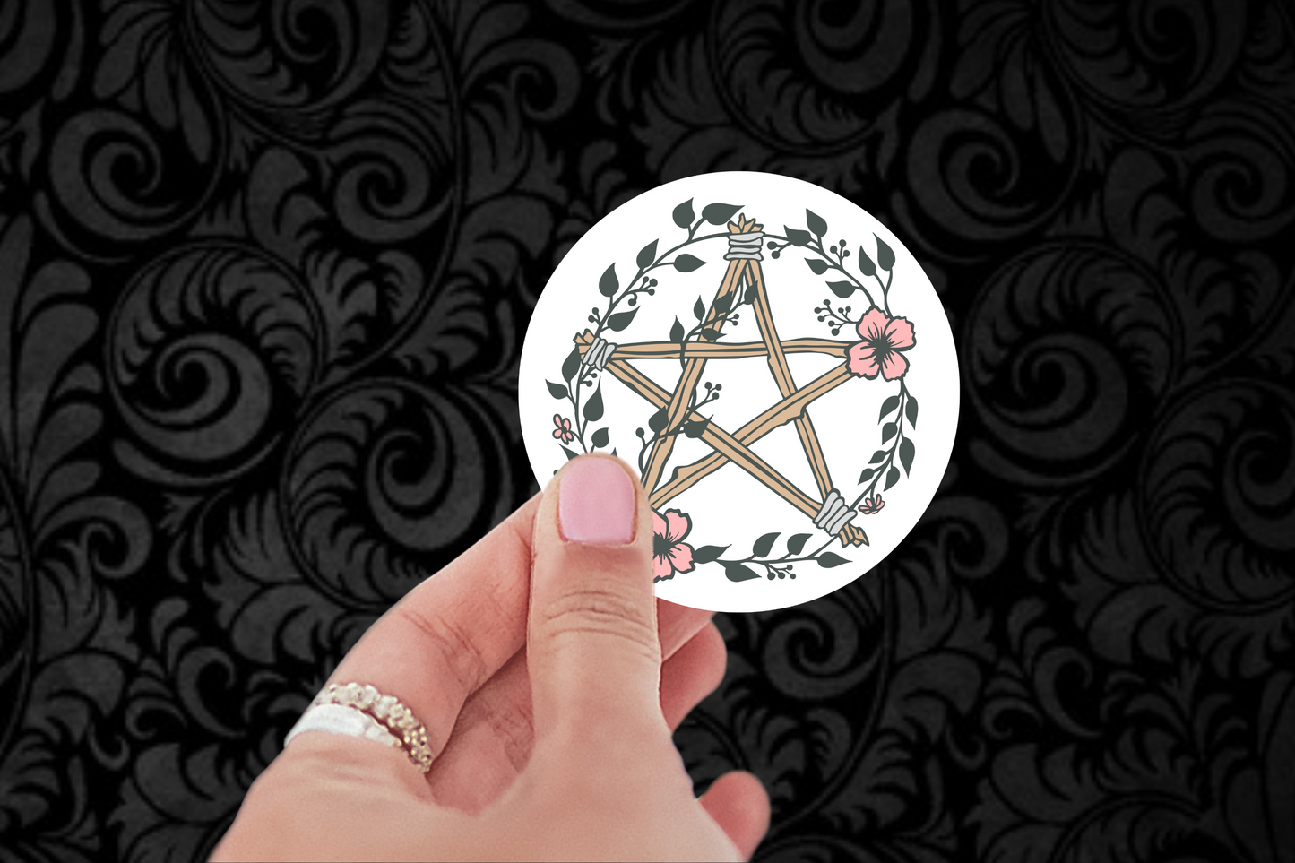 Floral Pentagram Sticker
