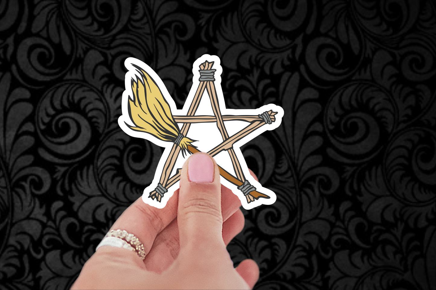 Broomstick Pentacle Sticker