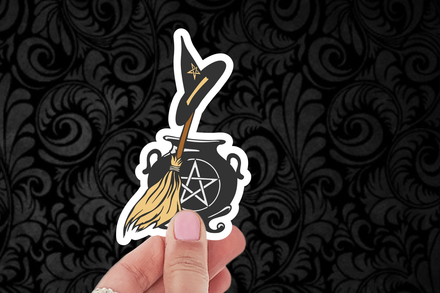 Black Witchy Cauldron Sticker