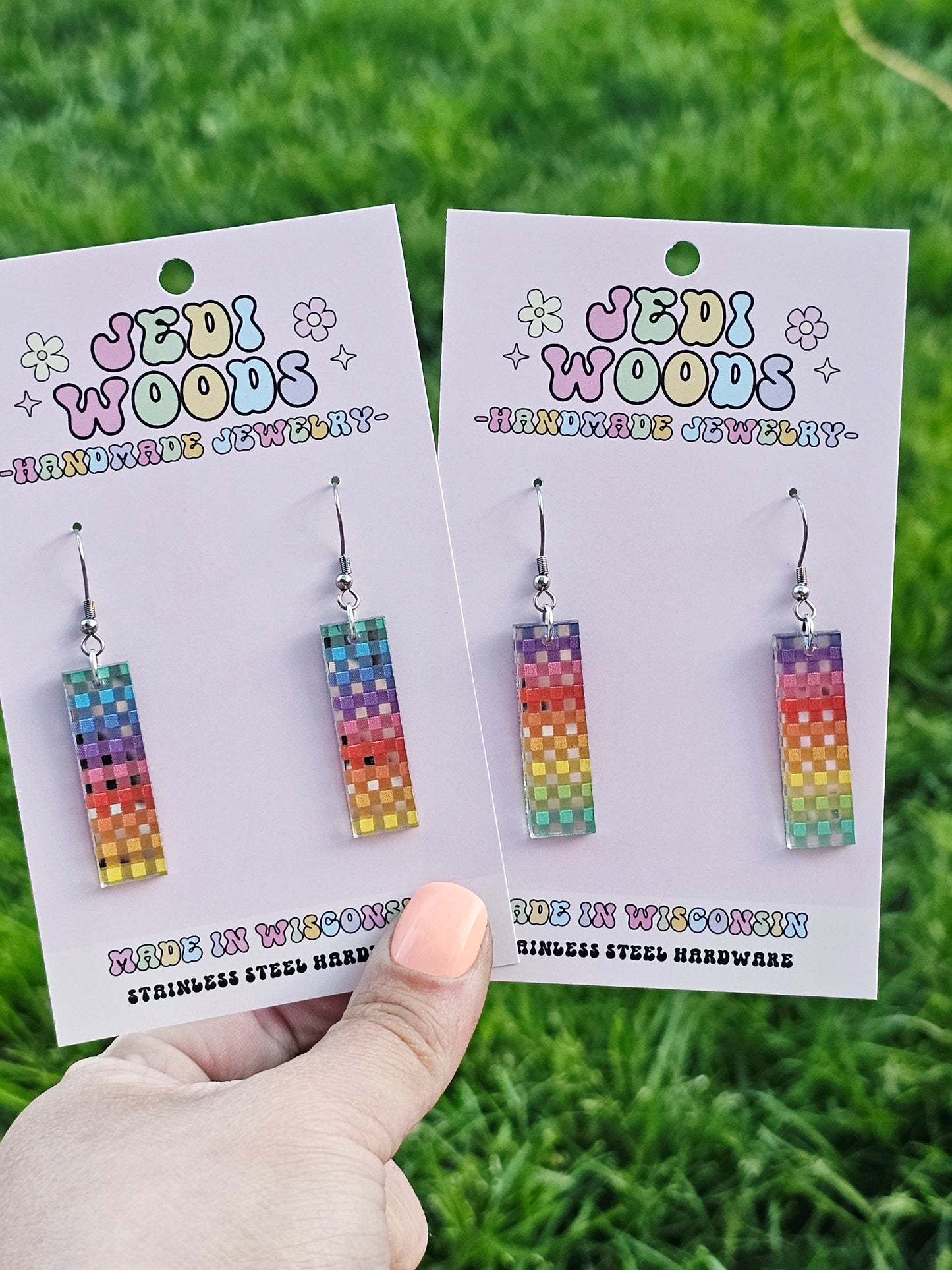 Metallic Rainbow Bar Dangles
