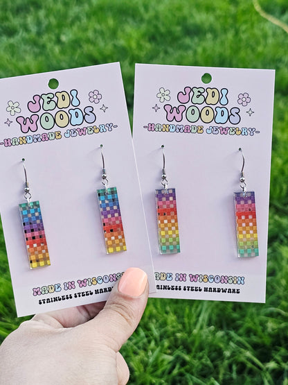 Metallic Rainbow Bar Dangles