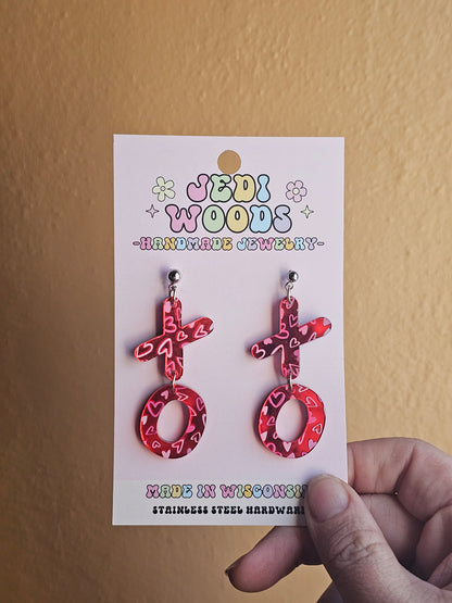 XOXO Red Mirror and Scattered Heart Earrings