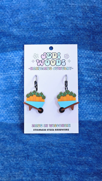 Carrot Farmer - Carrot Wheelbarrow Earrings