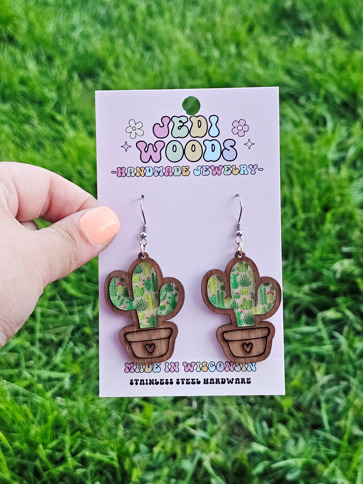 Potted Cactus Inlay Earrings