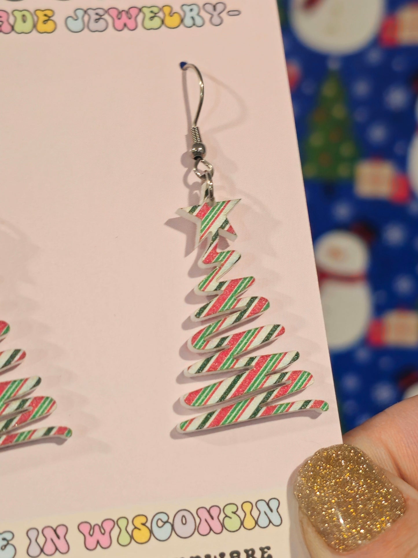 Peppermint Squiggly Tree Earrings