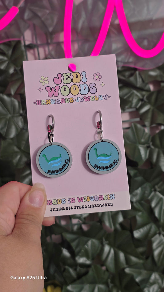 Loch Ness Monster Cryptid Badge Earrings