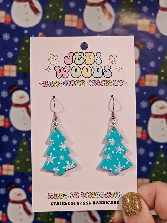 Sky Blue Snowflake Trees