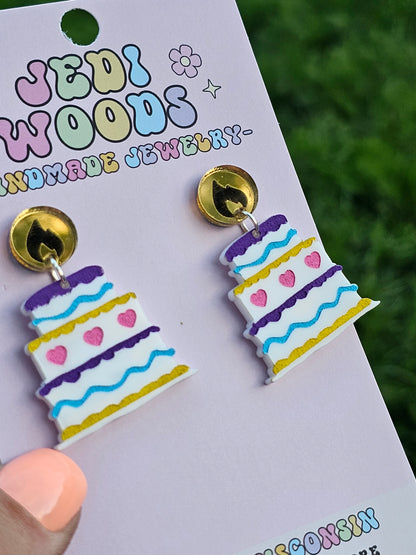 Tiered Birthday Cake Earrings