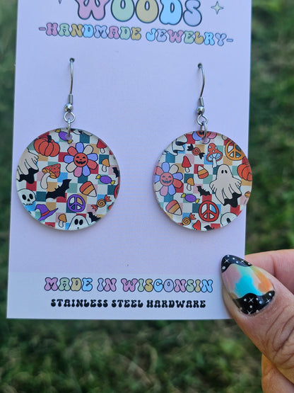 Checkered Pastel Spooky Halloween Medallions