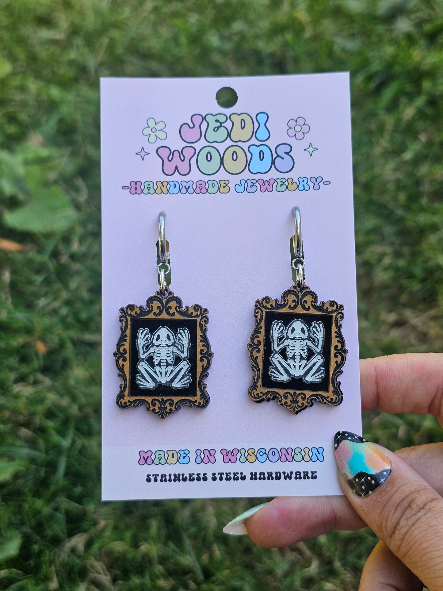 Frog Speciman Frame Earrings