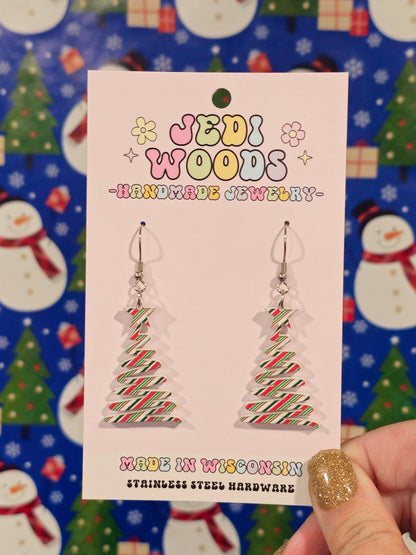 Peppermint Squiggly Tree Earrings