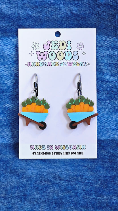 Carrot Farmer - Carrot Wheelbarrow Earrings