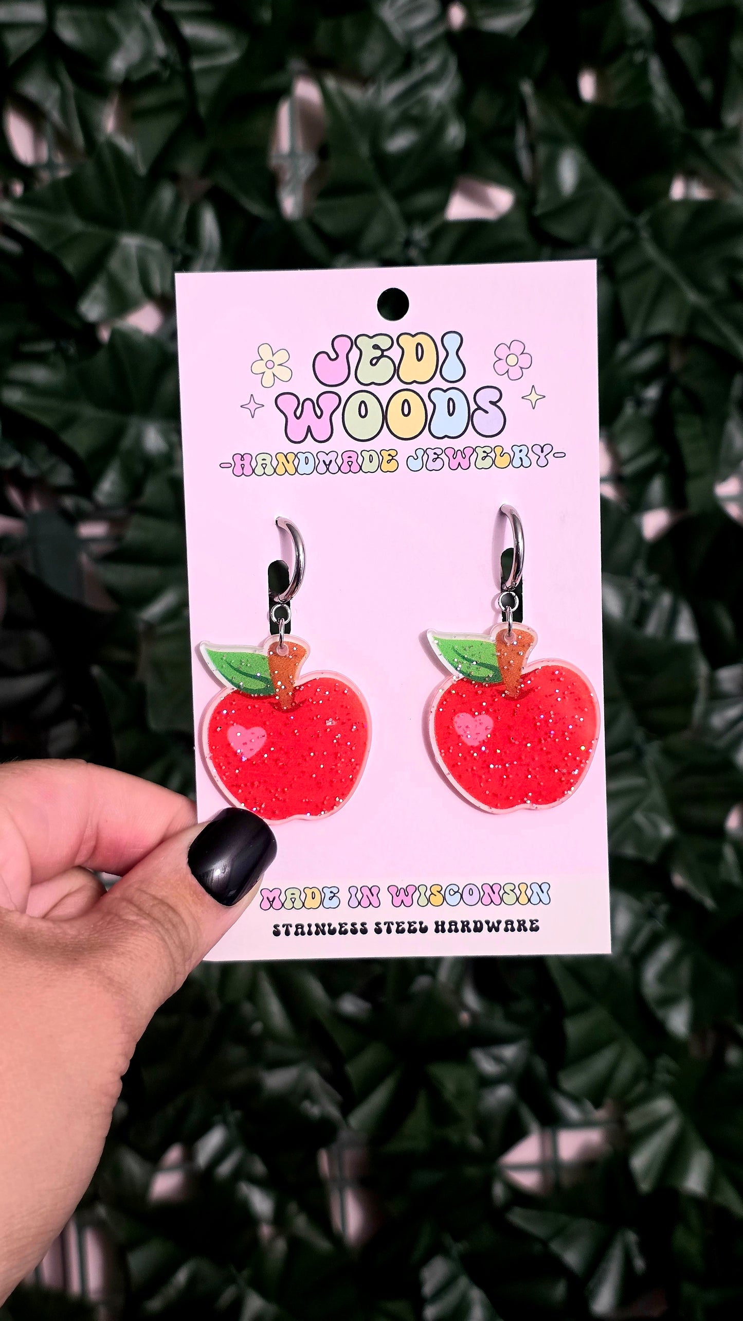 Apple Of My Eye Glitter Earrings