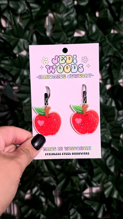 Apple Of My Eye Glitter Earrings