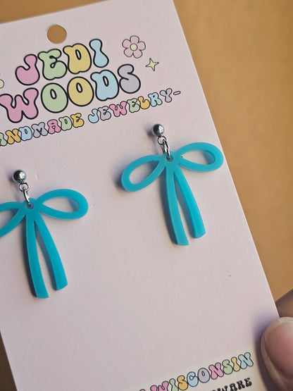 Matte Blue Bow Earrings