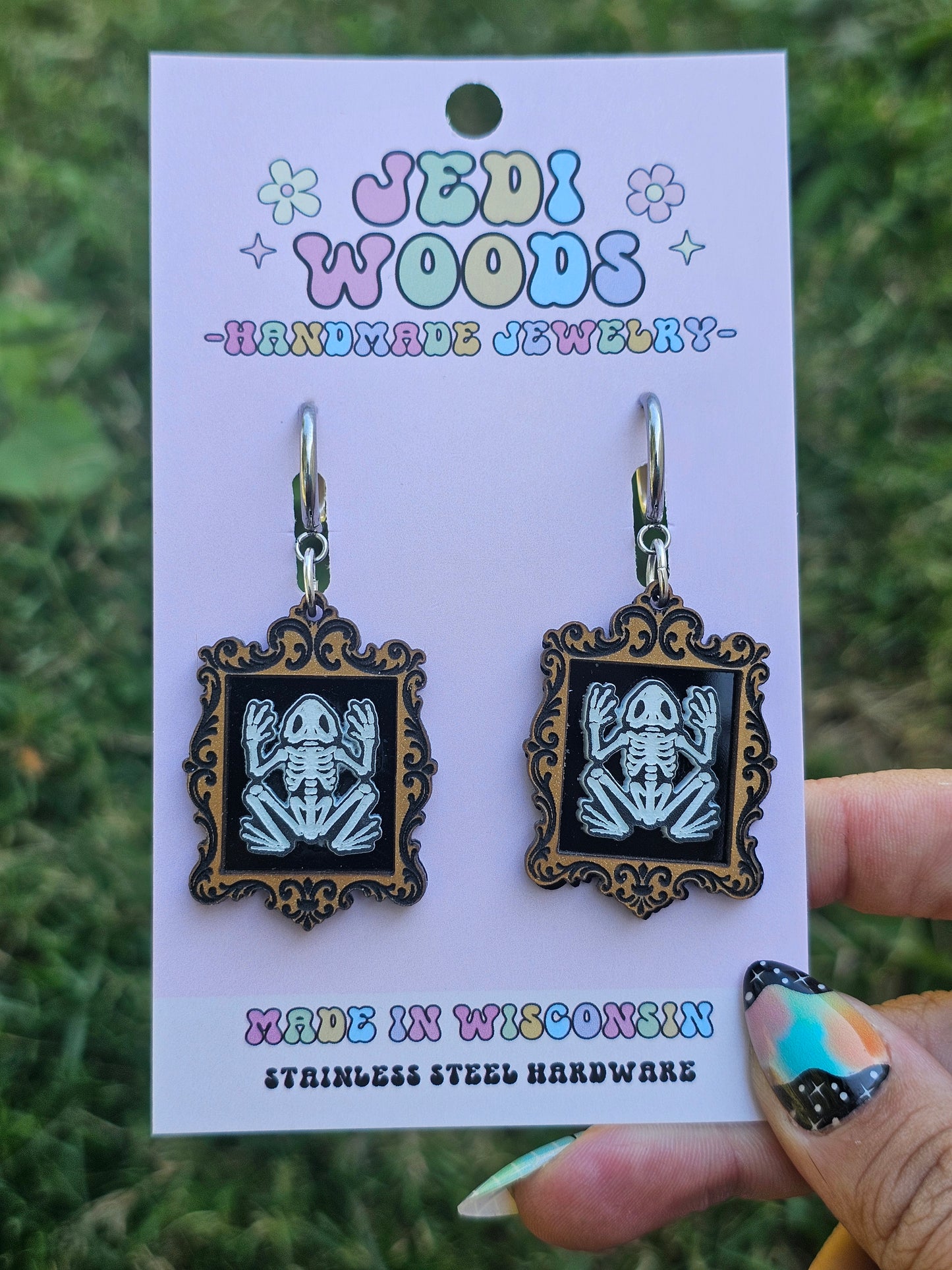 Frog Speciman Frame Earrings