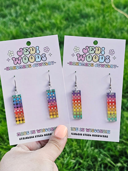 Metallic Rainbow Bar Dangles