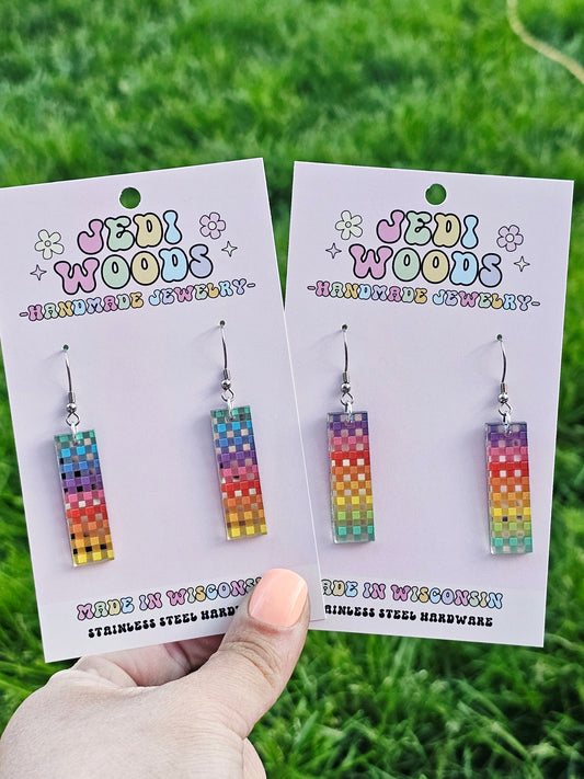 Metallic Rainbow Bar Dangles