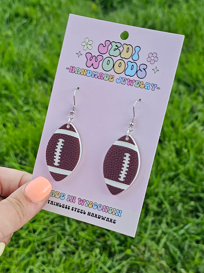 Textured Football Earrings (Two Sizes)