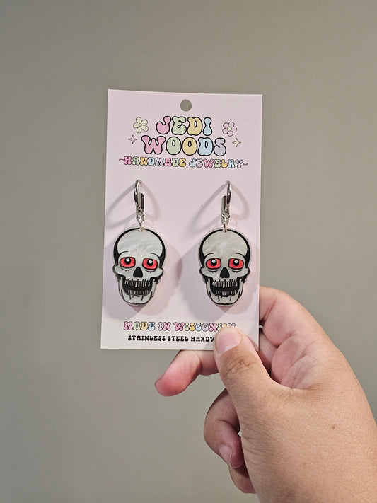 Screaming Scary Skull Earrings