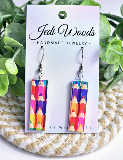 Rainbow Pencil Bar Dangles