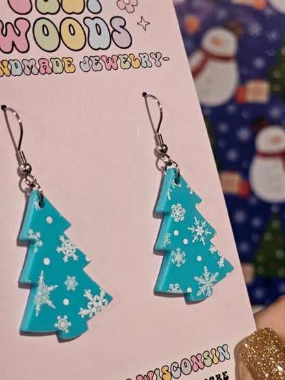 Sky Blue Snowflake Trees