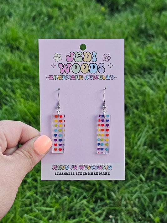 Rainbow Heart Bar Dangles