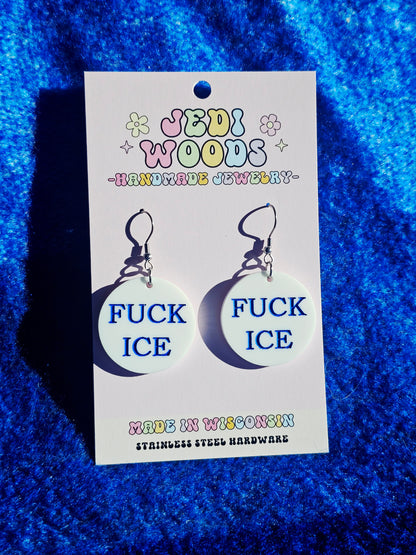 FUCK ICE earrings and Keychains