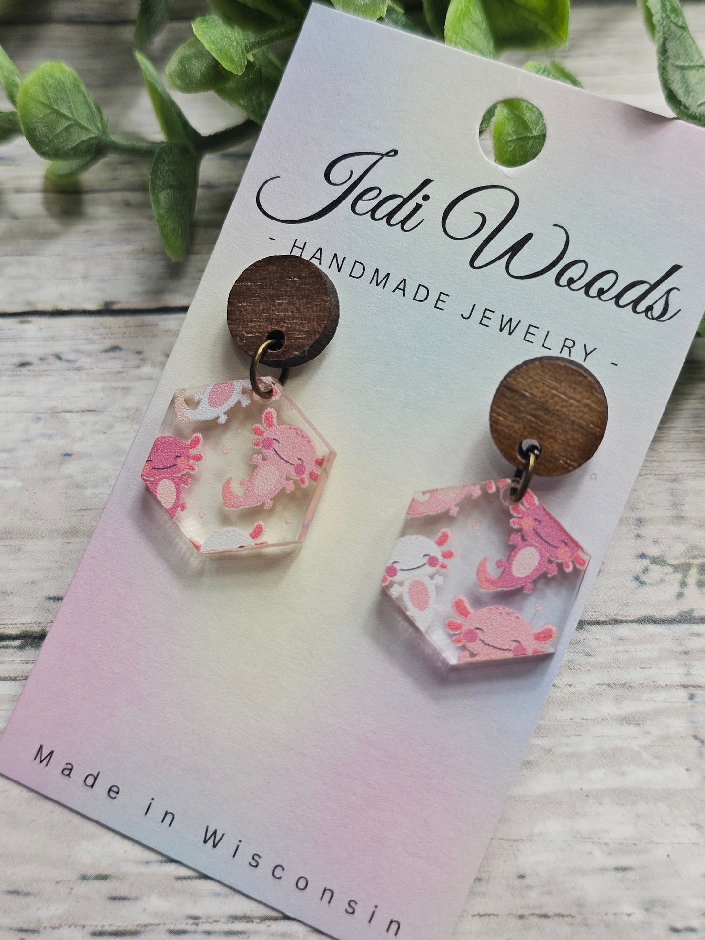 Pink Axolotl Combo Earrings